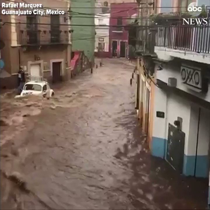 Severe flooding in Mexico's Guanajuato City turns streets into rivers after dam overflows.    