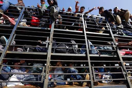 Mexican officials say more than 5,700 migrants are making their way from the city of Queretaro to Irapuato as they continue their journey north.