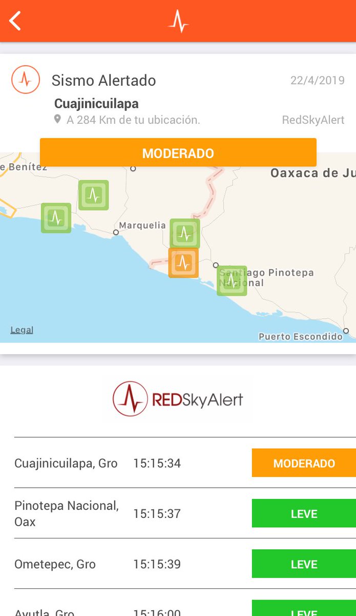Magnitud final (SSN) 5.5 con epicentro a 65 km al suroeste de Pinotepa Nacional, Oaxaca.  Detectado por @RedSkyAlert con intensidad «moderada en epicentro; «leve en localidades aledañas y «débil en localidades alejadas.   