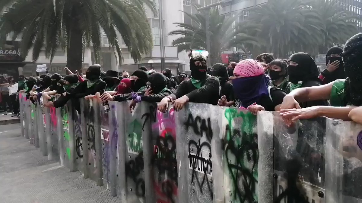 Female anarchists in Mexico out on the streets protesting abortion rights