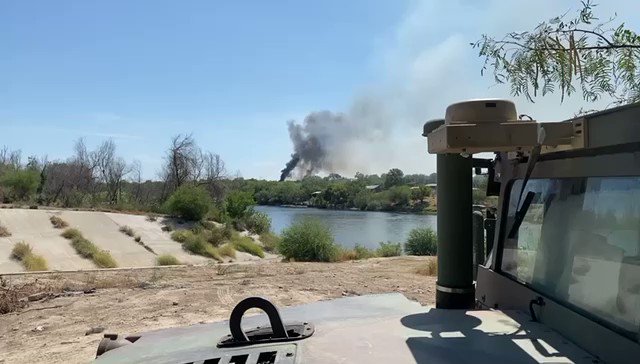 Soldiers told  there have been cartel gunfights in Ciudad Miguel Aleman, the Mexican city across from Roma, TX, frequently in recent days and weeks. The soldiers heard gunfire and explosions two days ago and showed us this video of smoke billowing after the gunfight