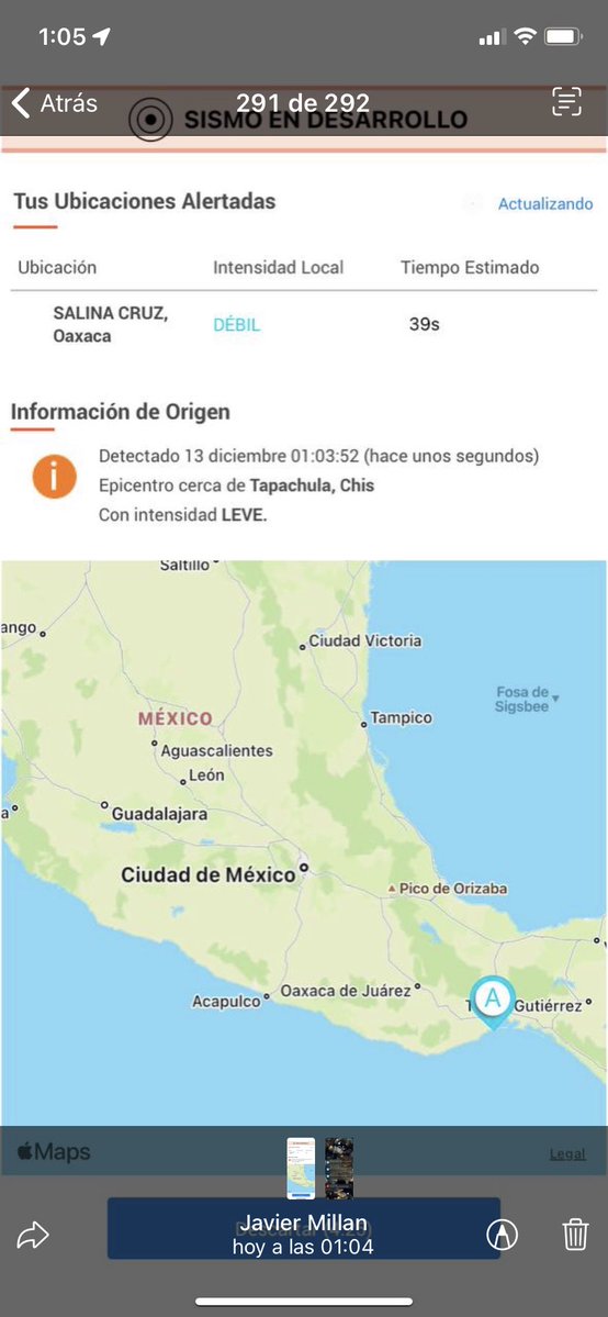 Earthquake Detected by @REDSkyAlert with mild intensity in Tapachula, Chiapas