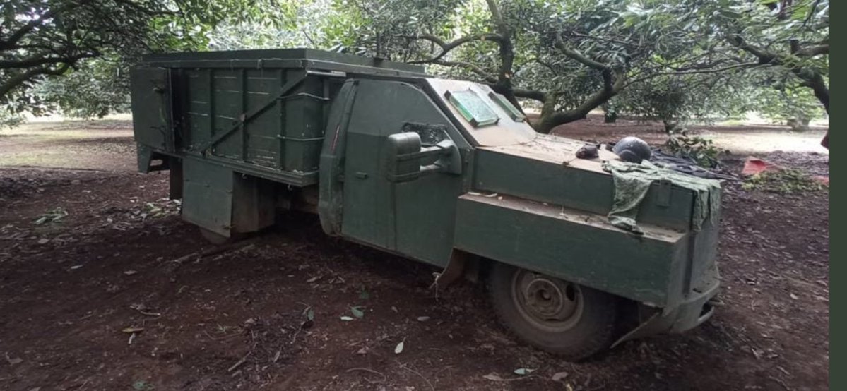 Mexican cartel (CJNG) up-armored troop transport vehicles captured by the Mexican army at Uruapan, Michoacán 