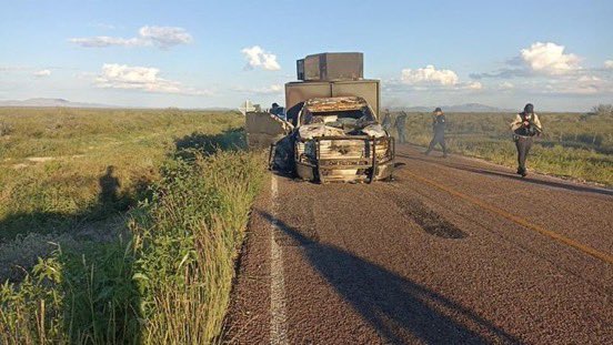 Neuf hommes armés tués après deux affrontements distincts près de Salaices, Chihuahua, entre Gente Nueva et La Linea. Source : @calvariae_locus