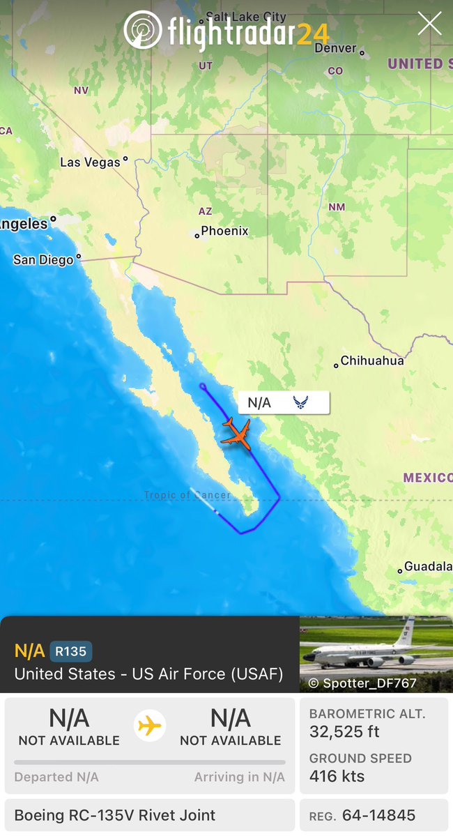 Allein in den letzten drei Tagen haben die USA P-8As eingesetzt, um an der östlichen und westlichen US-MEX-Grenze zu operieren, und eine RC-135V durfte ISR-Sammelflüge im mexikanischen Luftraum über dem Golf von Kalifornien neben Sinaloa durchführen. Quelle für Screenshots: @Borrowed7Time (P-8As) und @sipjack1776 (RC-135V)