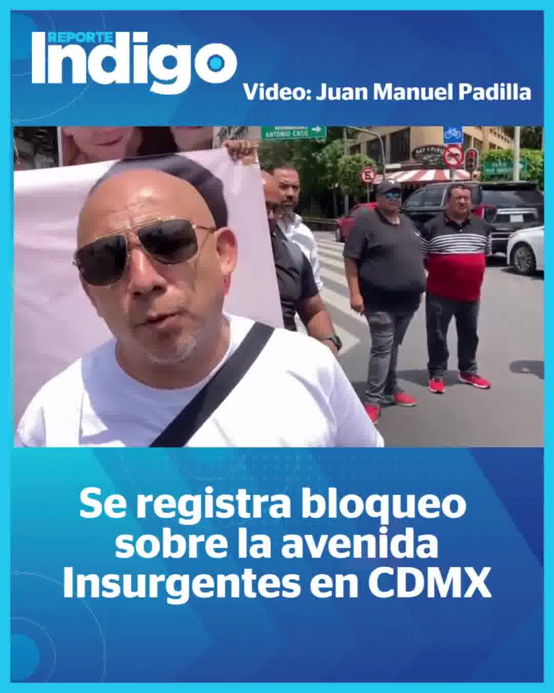 A group of protesters blockade Insurgentes Avenue and Madrid Street. They demand justice in a case of vicarious violence.