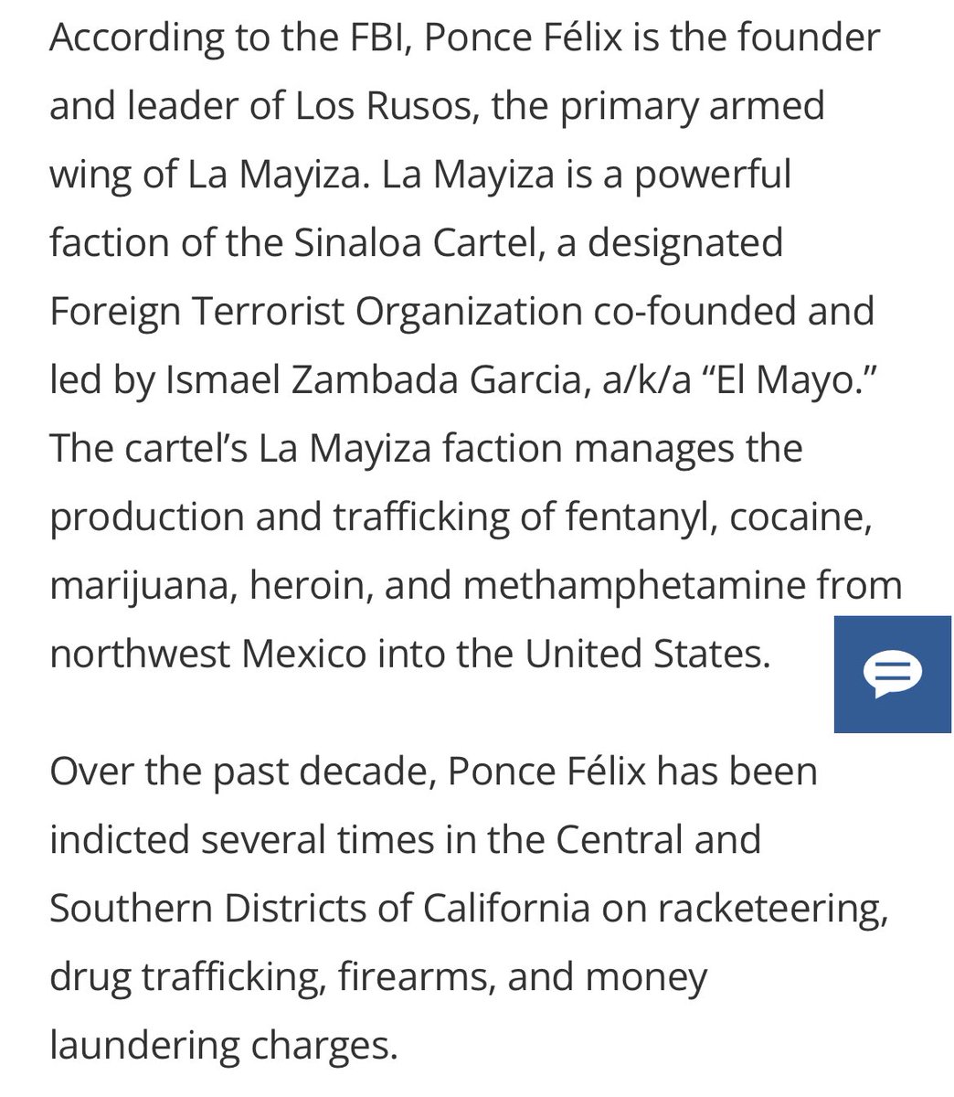 “Today, the Department of State’s Bureau of International Narcotics and Law Enforcement Affairs is announcing a reward offer of up to $5 million under the Narcotics Rewards Program (NRP) for information leading to the arrest and/or conviction of Sinaloa Cartel leader Juan José Ponce Félix, a/k/a “Jesús Alexandro Sanchez Félix” and “El Ruso,” for violating U.S. narcotics laws.”