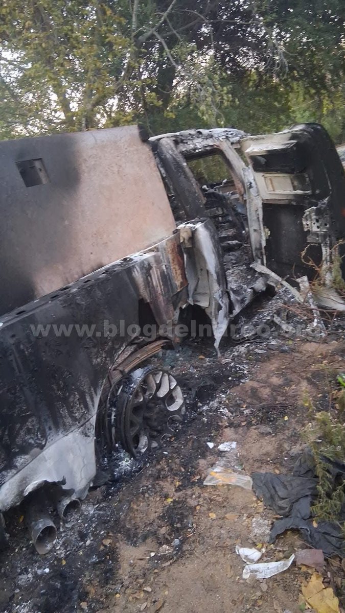 Burned-out trucks were all that remained of the hitmen after they clashed with federal forces in the mountainous region of Mocorito, Sinaloa.